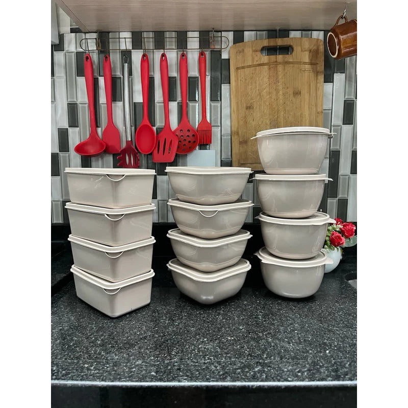 Kit Conjunto jogo de potes 12 POTES organizador plastico vasilhas marmita potes e tigelas