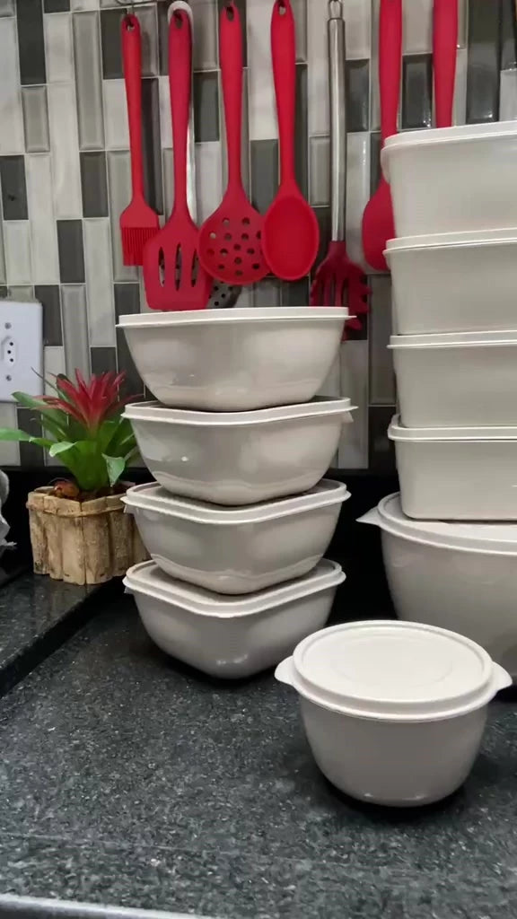 Kit 15 Potes Herméticos para Alimentos | Vários Tamanhos | Organização de Cozinha