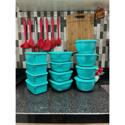 Kit Conjunto jogo de potes 12 POTES organizador plastico vasilhas marmita potes e tigelas