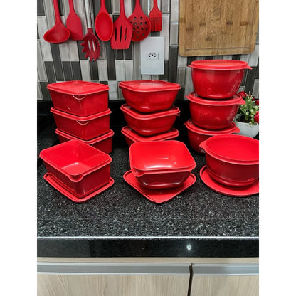 Kit Conjunto jogo de potes 12 POTES organizador plastico vasilhas marmita potes e tigelas