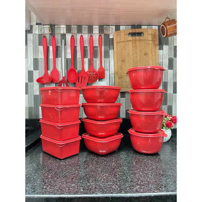 Kit Conjunto jogo de potes 12 POTES organizador plastico vasilhas marmita potes e tigelas