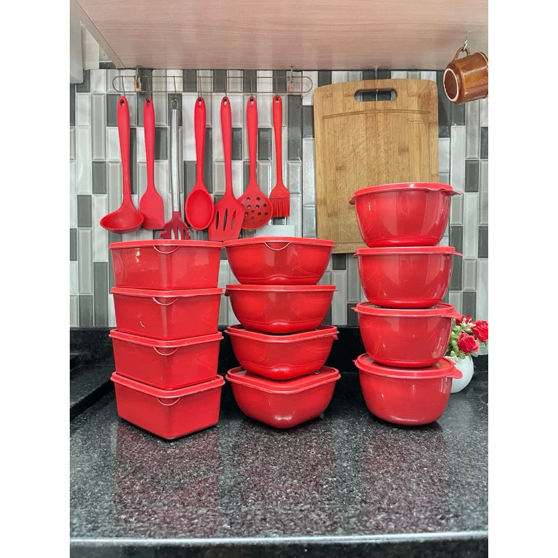 Kit Conjunto jogo de potes 12 POTES organizador plastico vasilhas marmita potes e tigelas