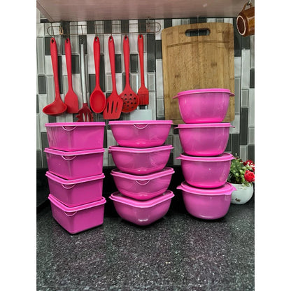 Kit Conjunto jogo de potes 12 POTES organizador plastico vasilhas marmita potes e tigelas