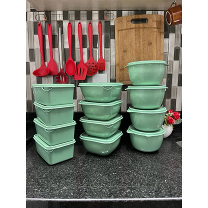 Kit Conjunto jogo de potes 12 POTES organizador plastico vasilhas marmita potes e tigelas